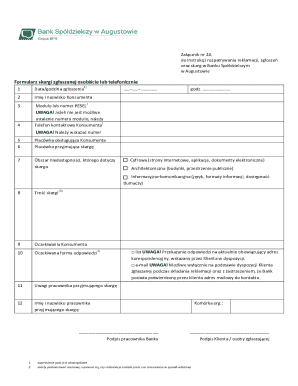 Bank Complaint Form