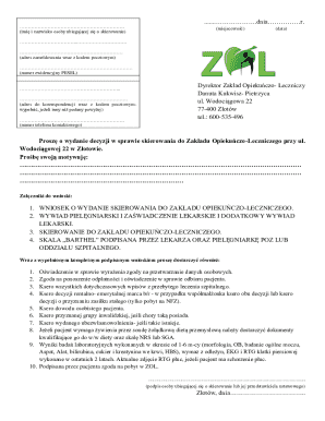 Application for Referral to Nursing and Care Facility