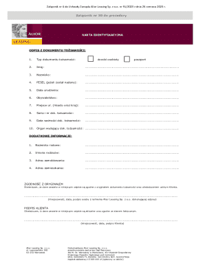 Alior Leasing Identity Verification Form