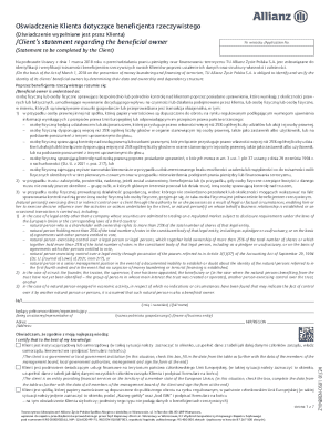 Client’s Statement Regarding Beneficial Owner