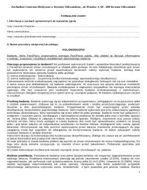 Medical Consent Form for Colonoscopy