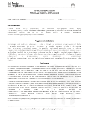 Gastroskopia Consent Form