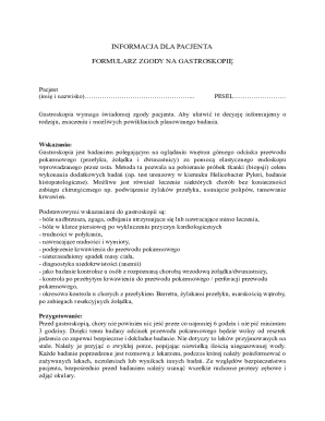 Gastroskopia Consent Form