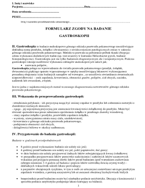 Gastroskopia Consent Form