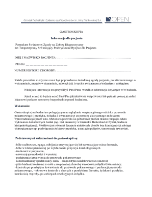 Gastroskopia Consent Form