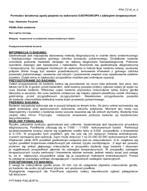 Patient Consent Form for Gastroscopy with Therapeutic Procedure