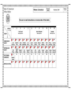 Connecticut Municipal Election Ballot