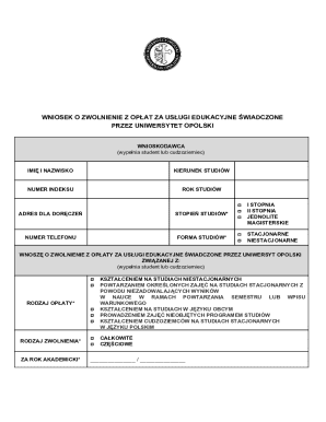 University of Opole Tuition Fee Exemption Request