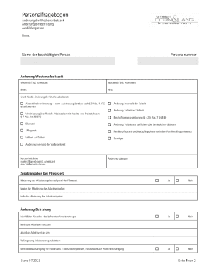 Employee Work Hours Change Form