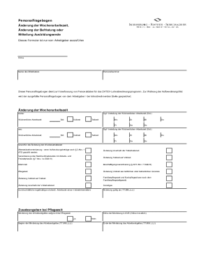 German Employee Work Hours Change Form