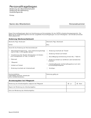 German Employee Personnel Questionnaire