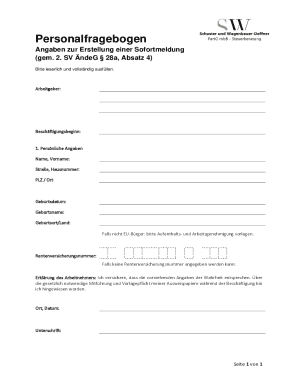 German Employee Information Form