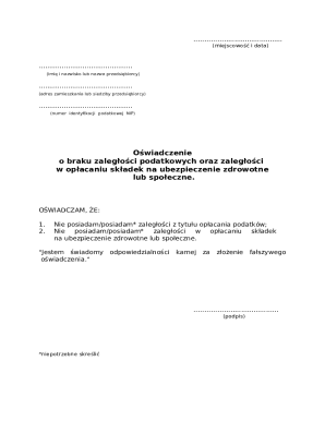 Polish Tax and Insurance Compliance Declaration