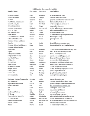 2025 Supplier Showcase Contact List