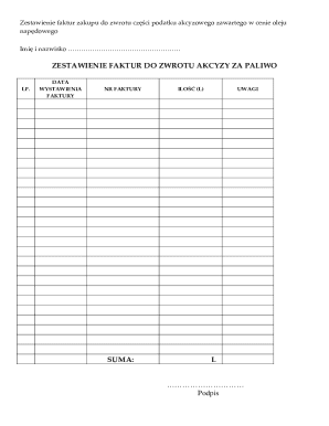 Polish Fuel Excise Tax Refund Form