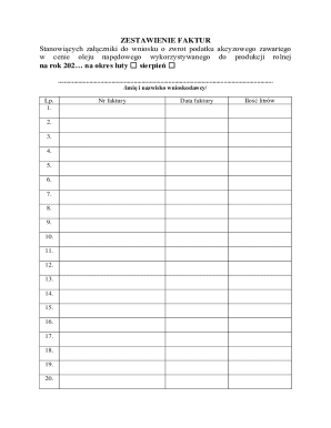 Polish Agricultural Fuel Tax Refund Invoice Summary