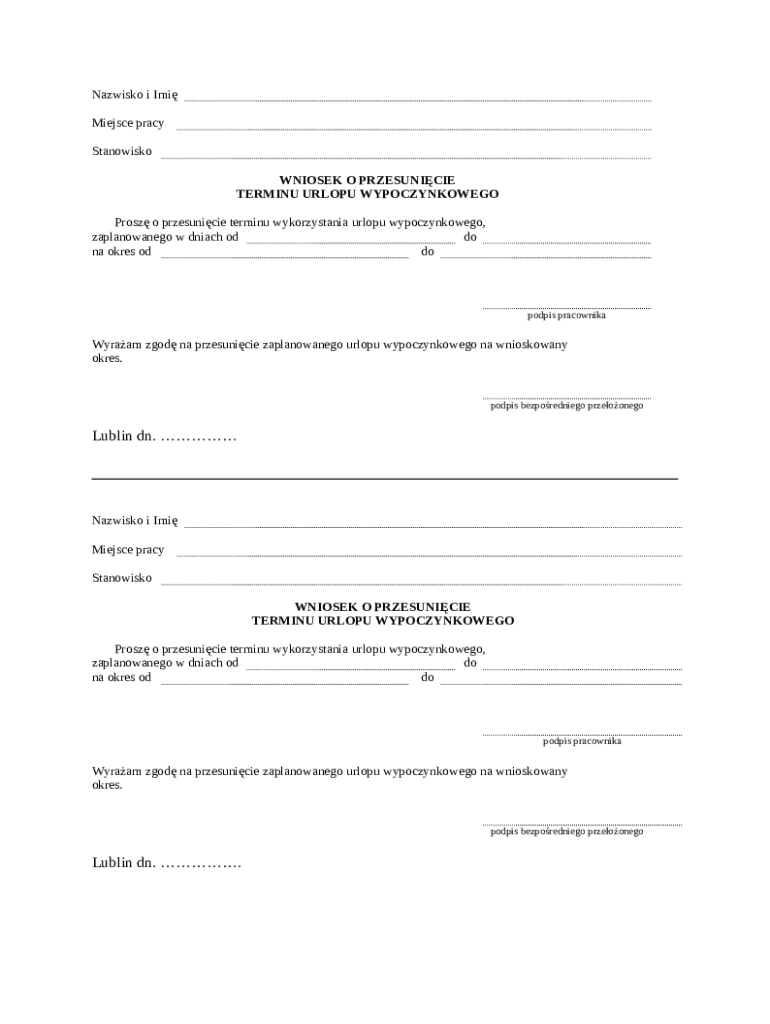 Vacation Leave Rescheduling Request - Blank Fillable Template | Fill ...