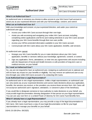WA Cares Authorized User Form