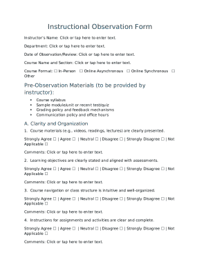 Instructional Observation Form