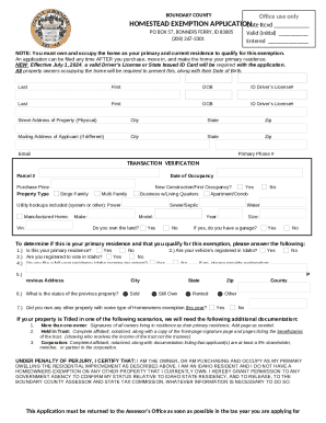 Idaho Homestead Exemption Application