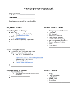 New Employee Paperwork