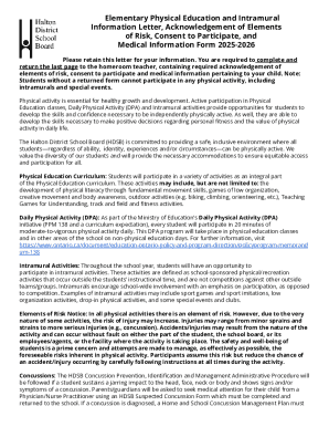 Elementary Physical Education and Intramural Consent Form