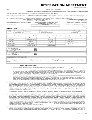 Philippines Residential Property Reservation Agreement