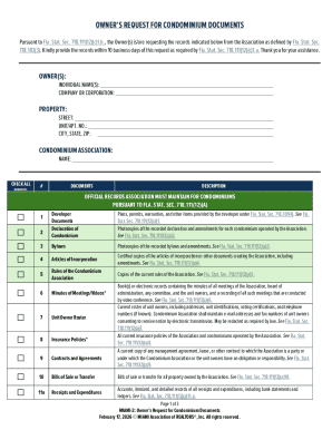 Florida Condominium Document Request Form
