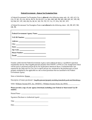 Federal Government Tax Exemption Form