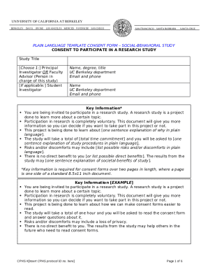 UC Berkeley Social-Behavioral Study Consent Form