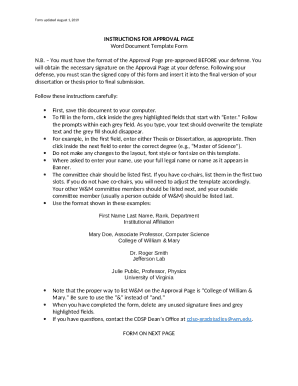 Thesis Dissertation Approval Page Form