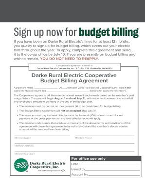 Darke Rural Electric Budget Billing Agreement