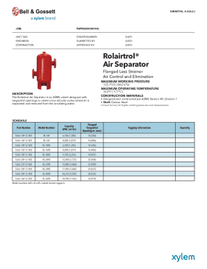 Rolairtrol Air Separator Submittal Form