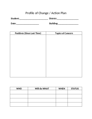 Student Action Plan Form