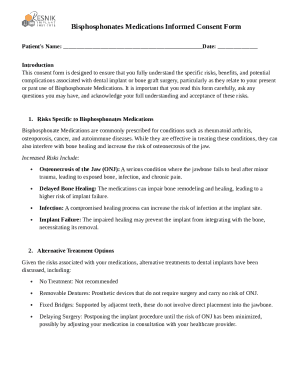 Bisphosphonates Medications Informed Consent Form