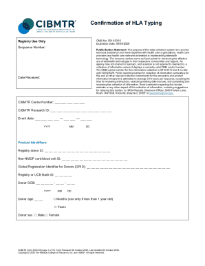 CIBMTR HLA Typing Form