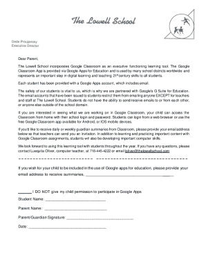 Google Classroom Permission Form