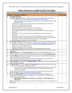 Police Clearance Certificate Checklist