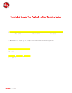 Canada Visa Application Pick-Up Authorization