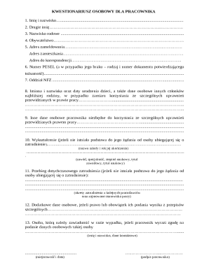 Employee Personal Questionnaire