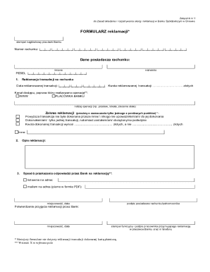 Bank Complaint Form