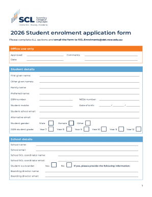 2026 Student Enrolment Application Form