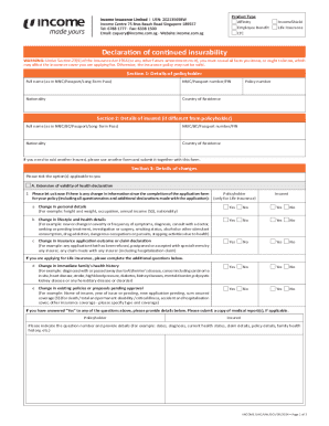 IncomeShield Declaration of Continued Insurability