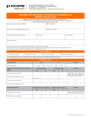 Alteration and Declaration of Continued Insurability Form