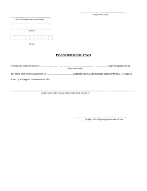 Power of Attorney for PESEL Number Assignment