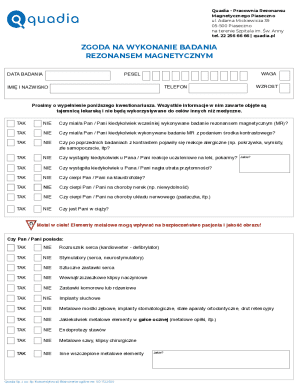 Medical Consent Form for MRI