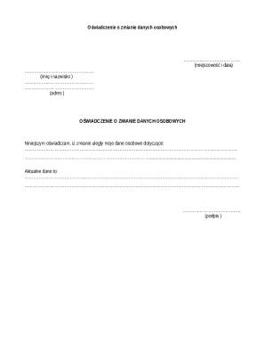 Oświadczenie o zmianie danych osobowych