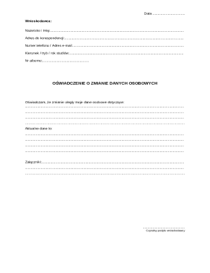 Personal Data Change Declaration