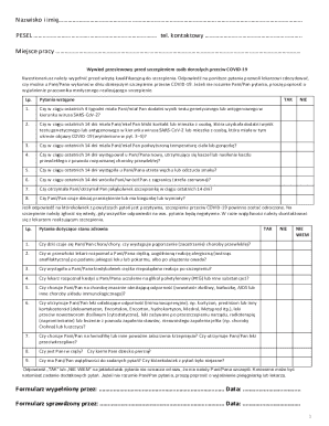 COVID-19 Vaccination Screening Questionnaire