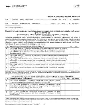 Polish COVID-19 Vaccination Screening Form
